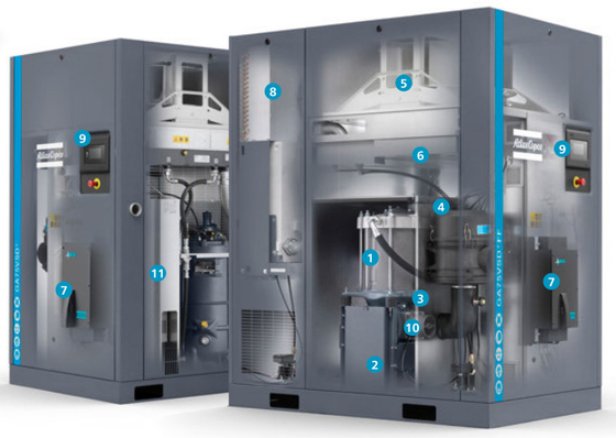 GA 75L VSD+ Atlas schroef luchtcompressor 75kw olie geïnjecteerd