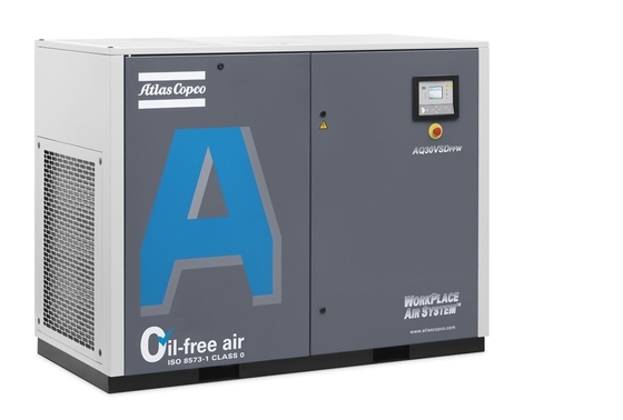 30kw olievrije Atlas schroefluchtscompressor AQ-30 VSD 72dB geluidsniveau